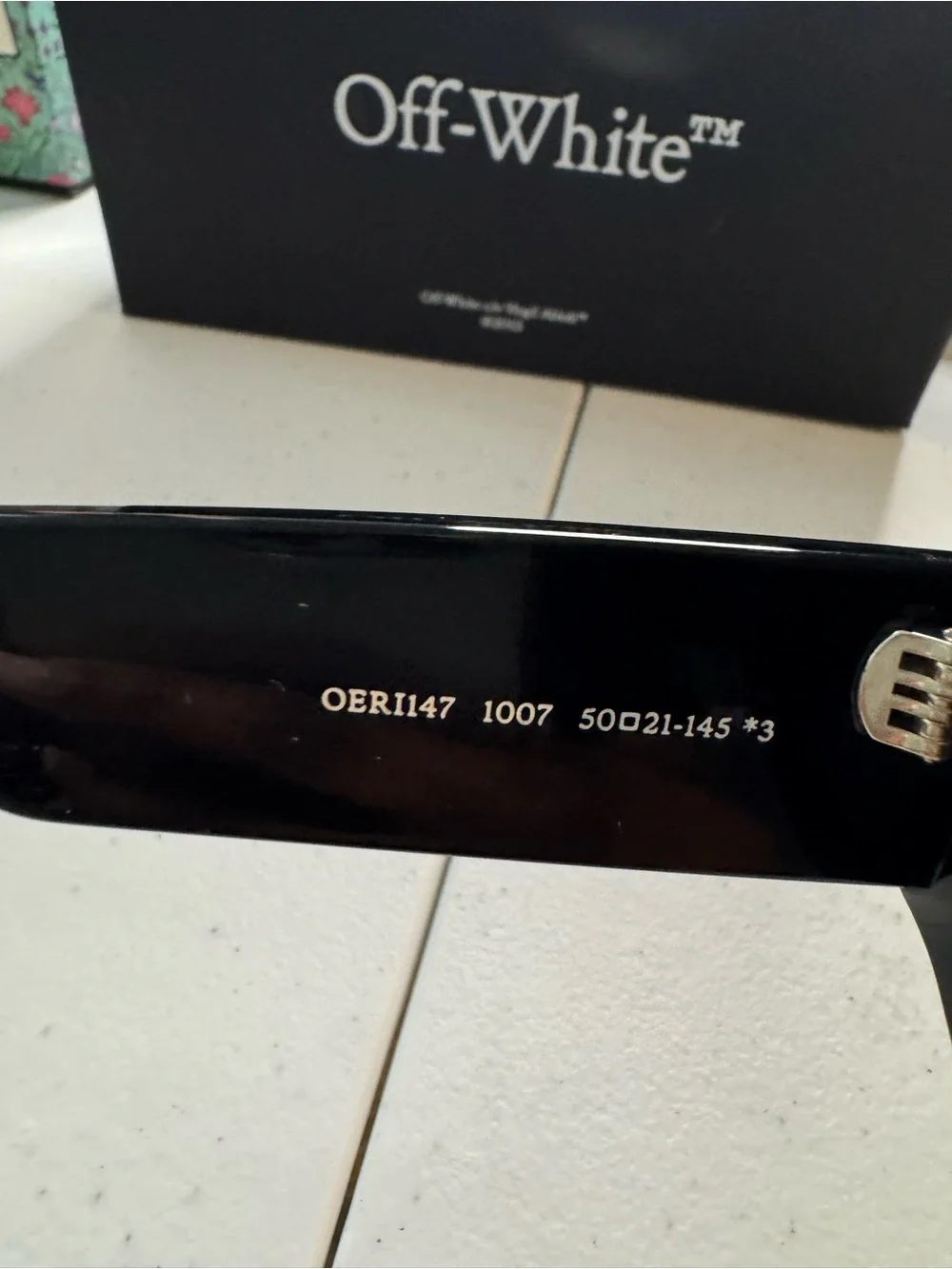 Off-White Belleville Rectangle/Geometric Sunglasses